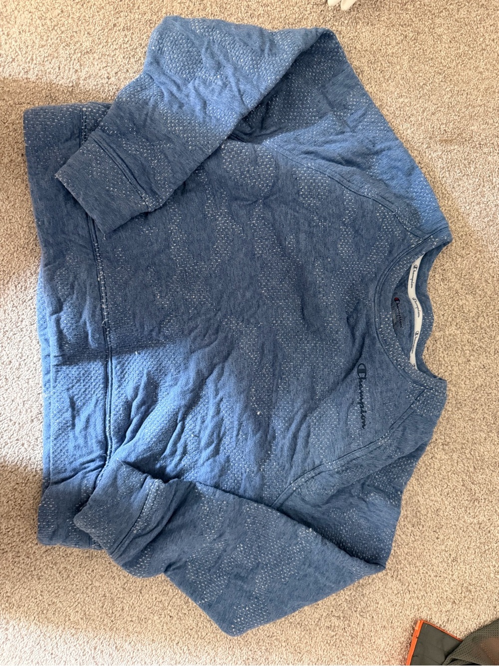 Champion Light Blue Quilted Pullover Sweatshirt